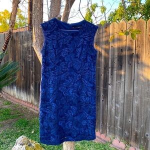 NAVY BLUE ROYAL BLUE CHETTA B LACE SHEATH DRESS KNEE LENGTH SLEEVELESS…